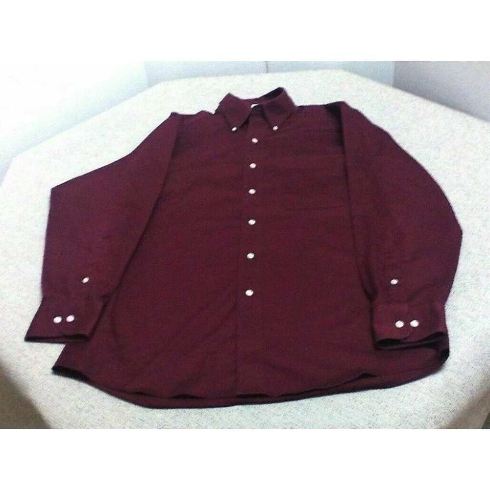 IZOD Men's Shirt Casual/Dress L/Sleeve Cotton Blend Burgundy Regular 15.5 /32-33 - Picture 2 of 14